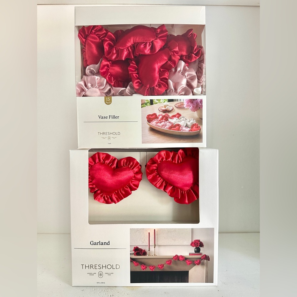 Threshold Red Satin Heart Garland and Vase Fillers